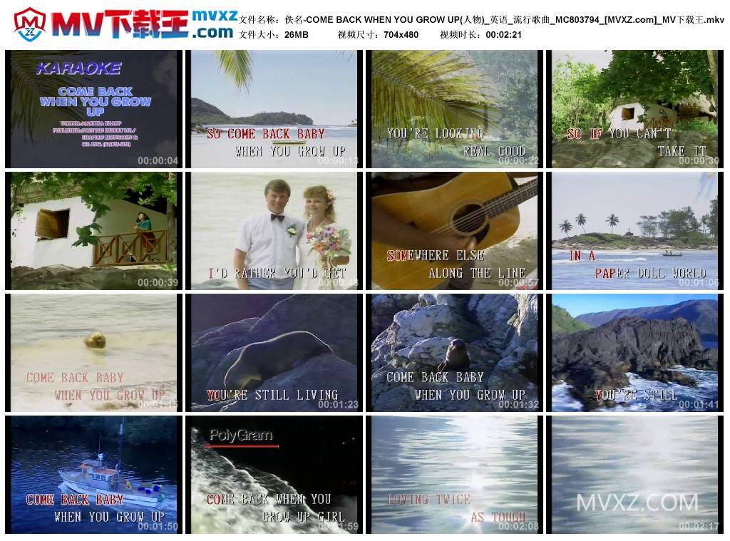 佚名-COME BACK WHEN YOU GROW UP(人物)_英语_流行歌曲_MC803794